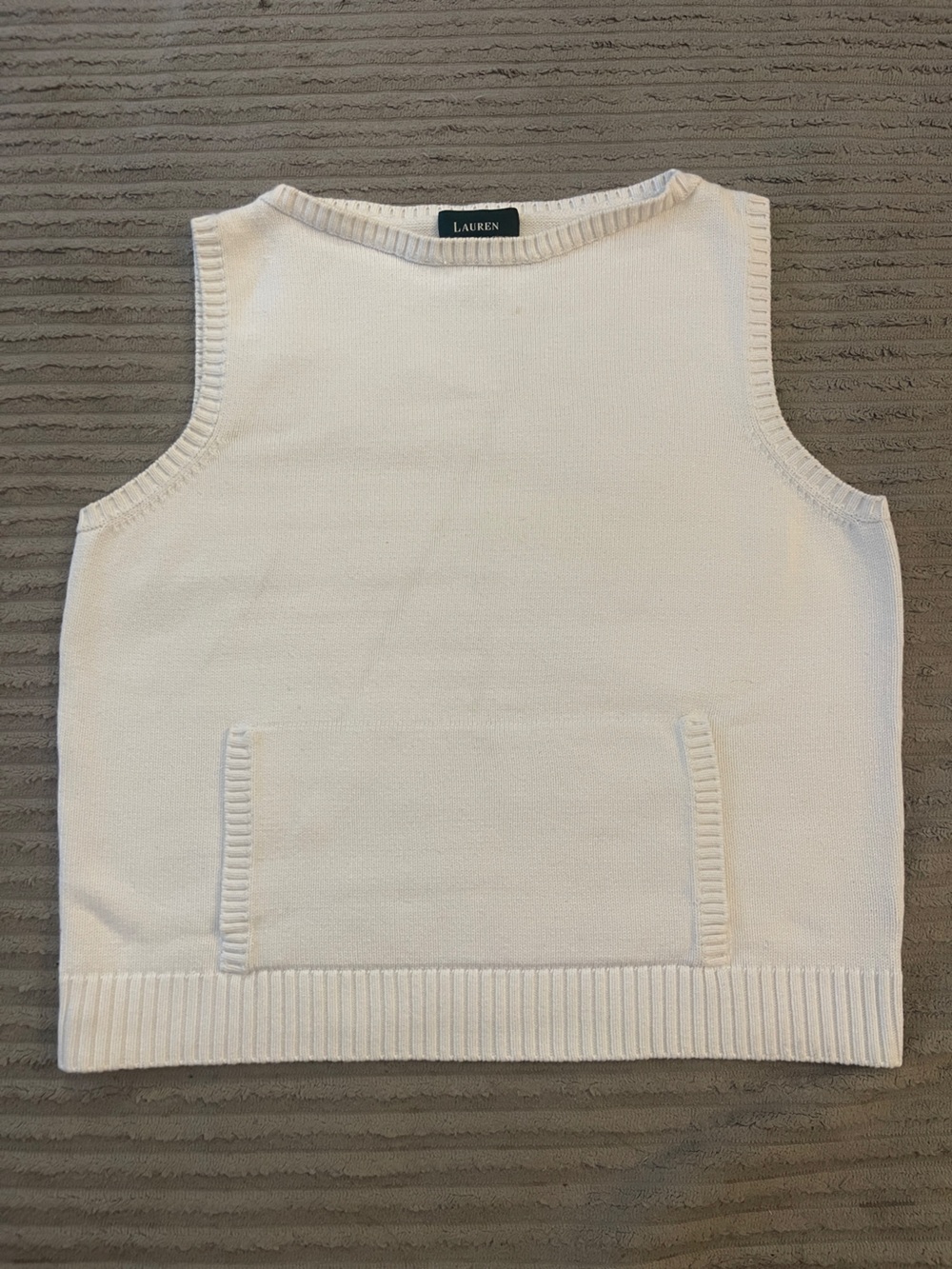 Ralph Lauren Ivory Knit Sweater Vest with RL Tab
